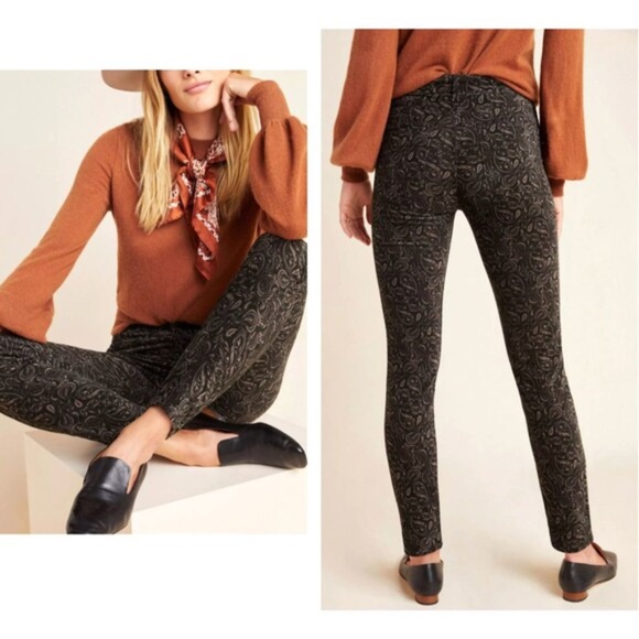 AG for Anthropologie paisley print velvet The Stevie High Waist ankle pant - Picture 2 of 4